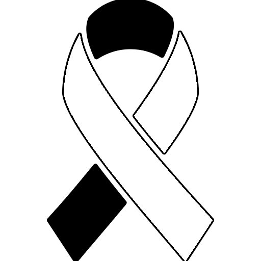 Black and white awareness ribbon, partially black, representing a cause.