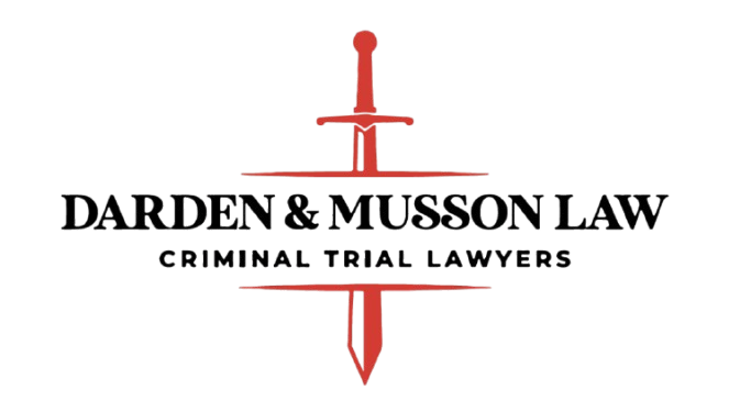 Logo: Red sword through "Darden & Musson Law, Criminal Trial Lawyers."