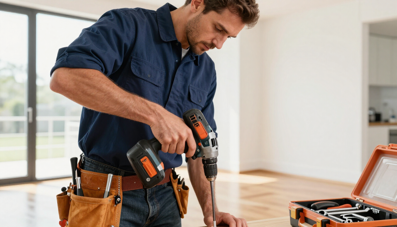 Handyman services professional completing home repairs