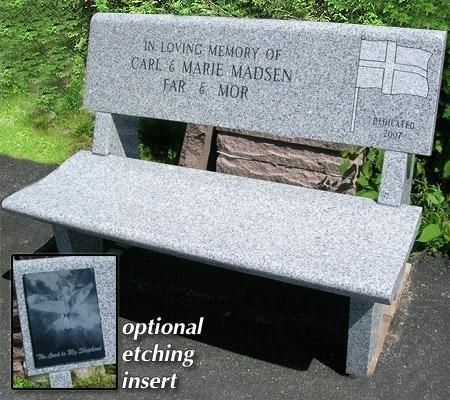 Granite memorial bench with engraving: