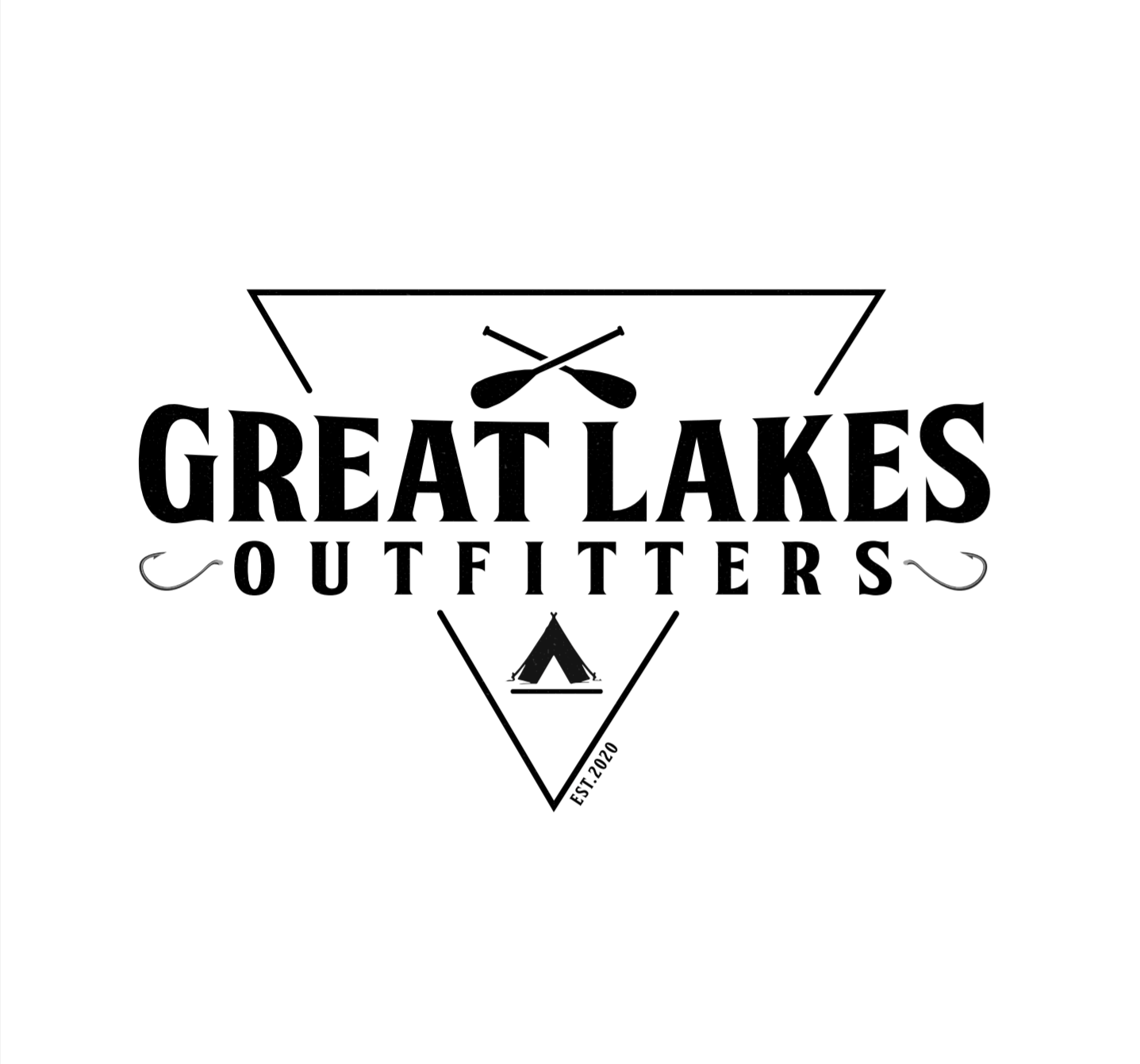 Great Lakes Outfitters logo with crossed oars and tent inside a triangle. Text: Great Lakes Outfitters.