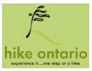 Logo for Hike Ontario: green background with a stylized black figure and the words