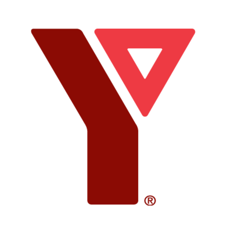 Red YMCA logo: stylized 