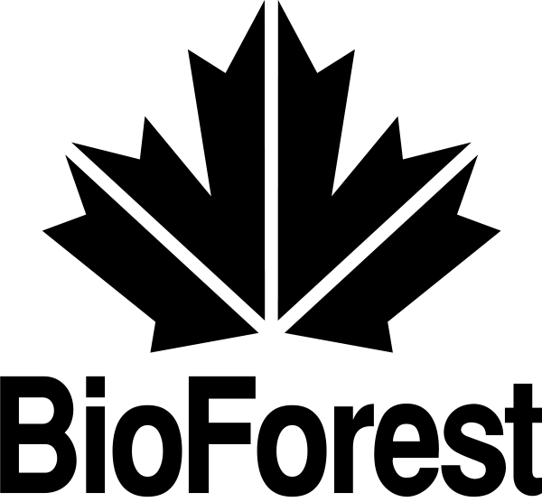 Black BioForest logo: stylized maple leaf above the company name.