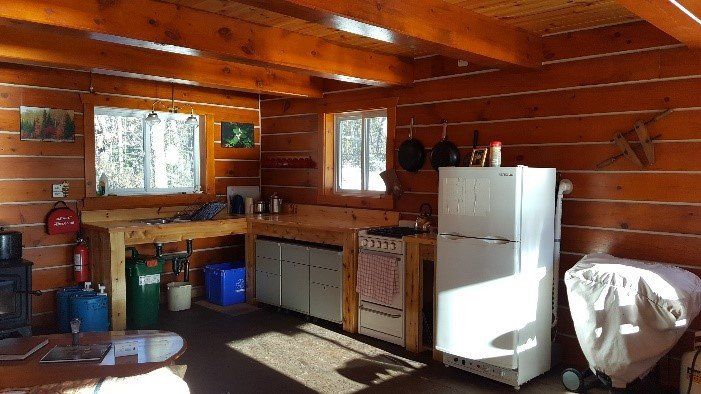 Kitchen area inside Norm's Cabin