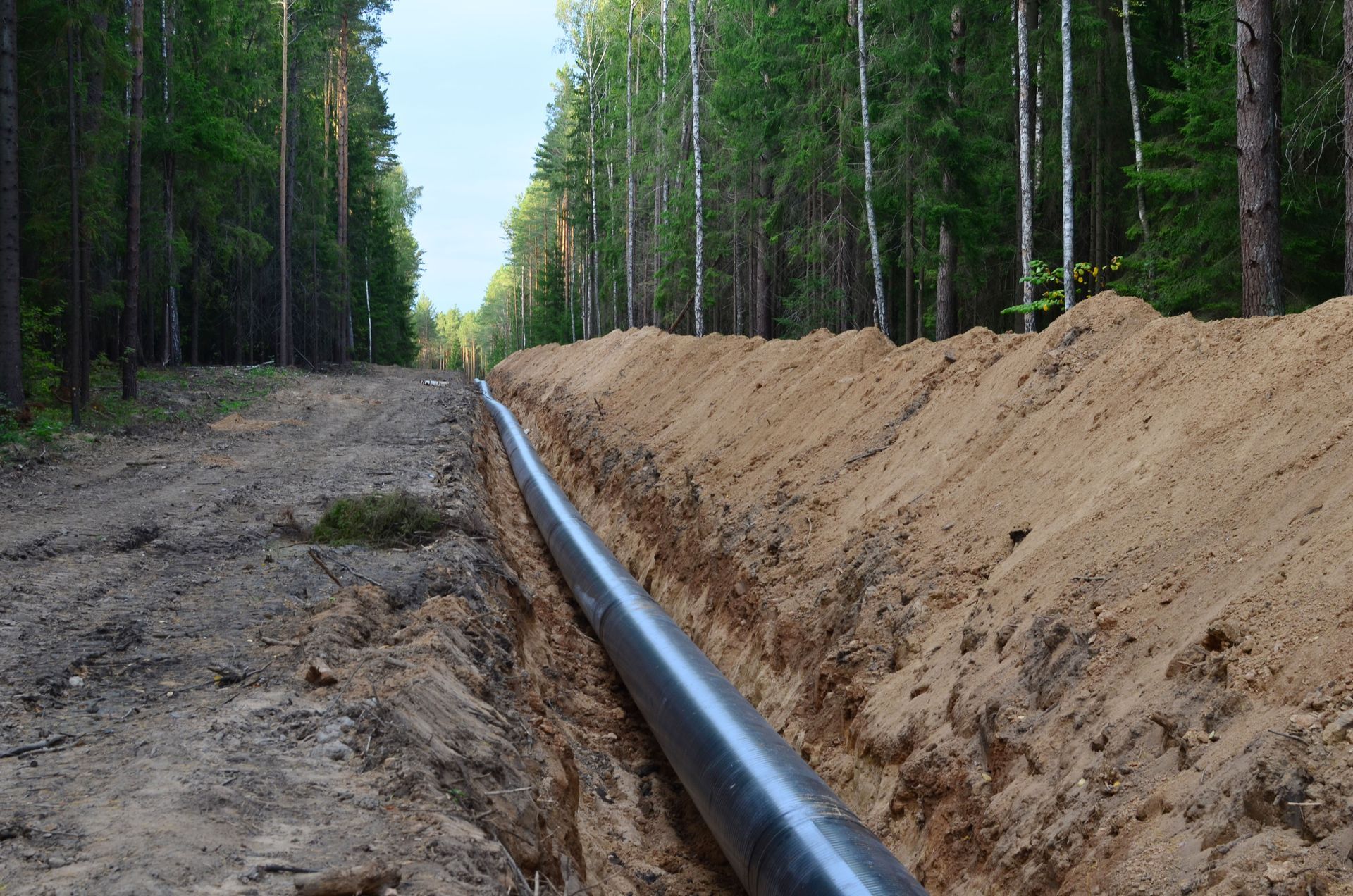 ARM Group Natural Gas | Gas pipe being laid out in open trench