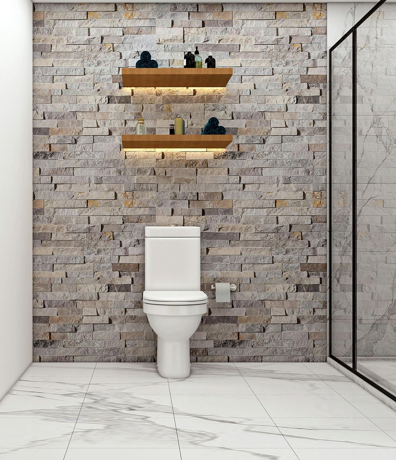 Hands adjusting a lifted white floor tile next to a wall during installation.