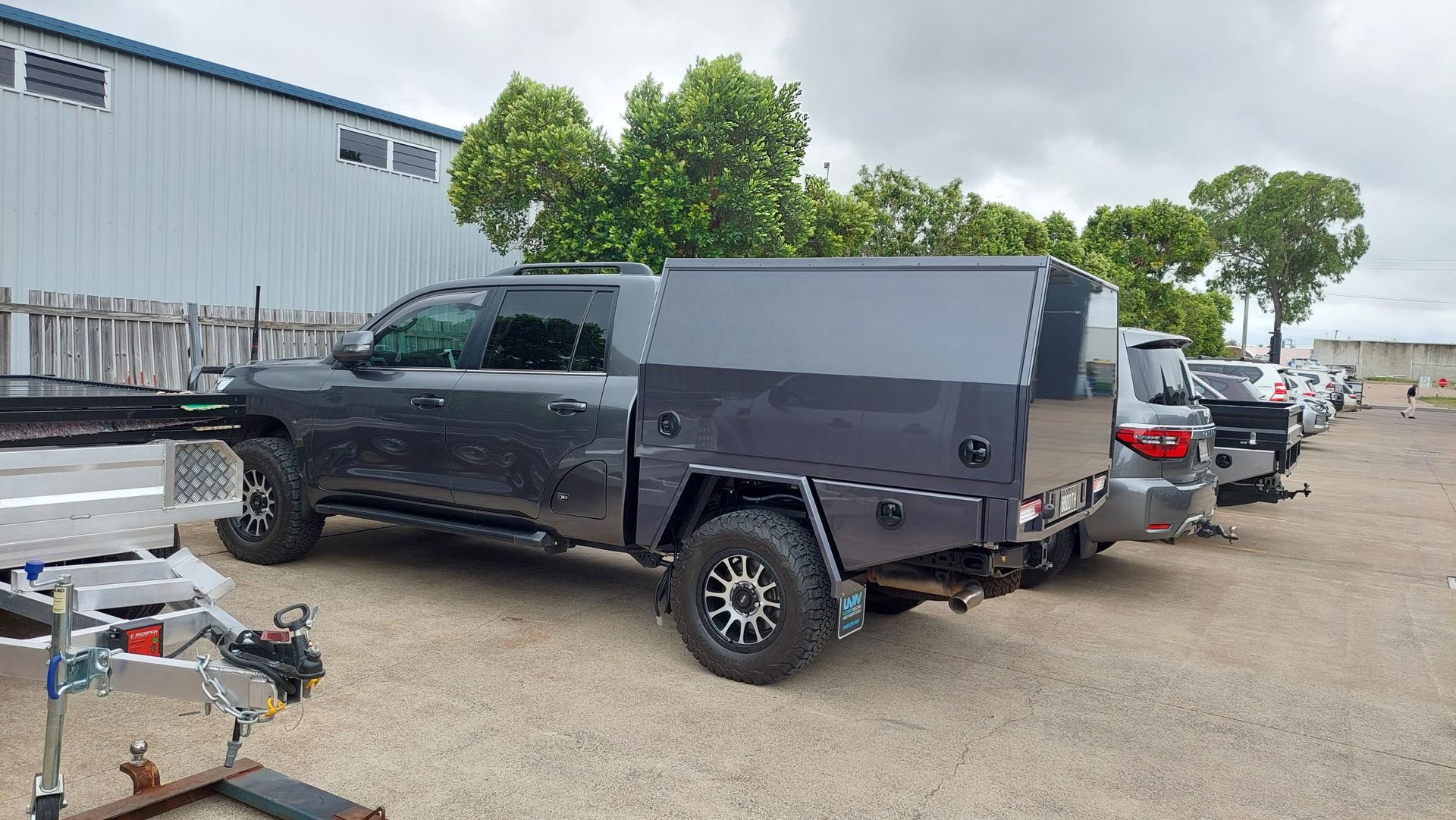 Dark Gray Pickup Truck With a Custom Utility — Litzow’s Welding & Fabrication in Dundowran, QLD