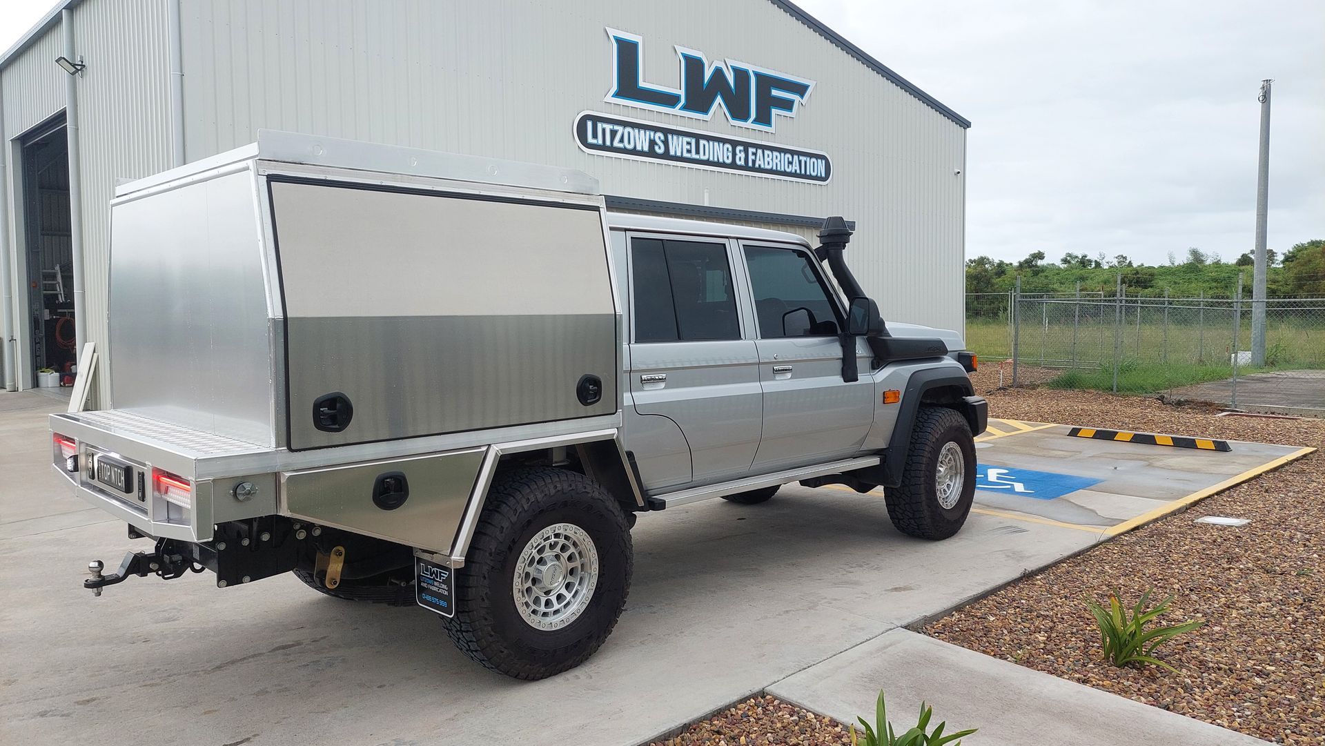 Silver Off-road Truck With a Customized Aluminum Tray — Litzow’s Welding & Fabrication in Dundowran, QLD