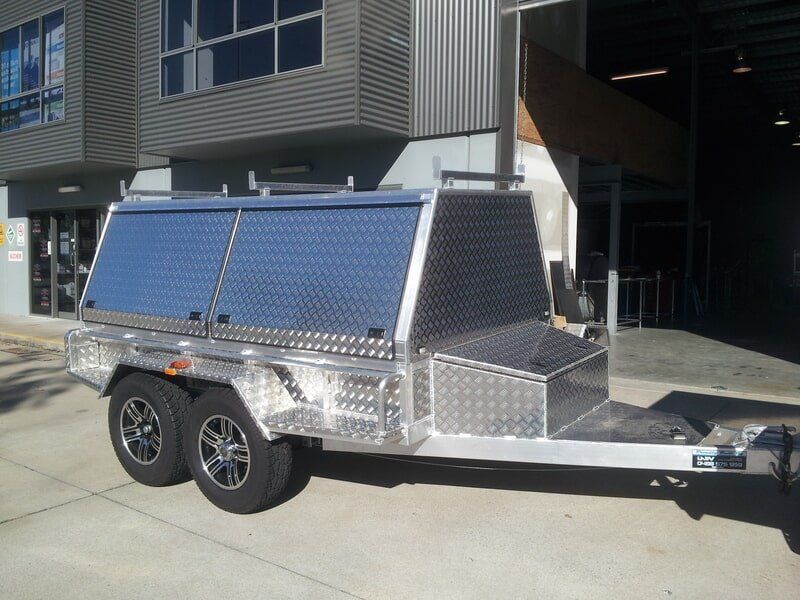 Aluminum Utility Trailer With Diamond Plate — Litzow’s Welding & Fabrication in Dundowran, QLD