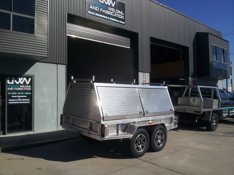 Aluminum Trailer With Canopy Parked — Litzow’s Welding & Fabrication in Dundowran, QLD