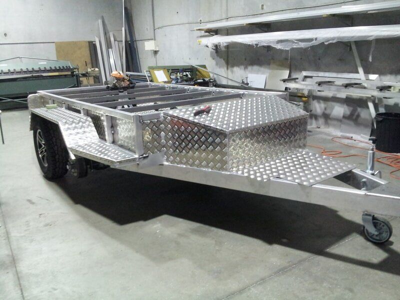 Aluminum Trailer in a Workshop — Litzow’s Welding & Fabrication in Dundowran, QLD