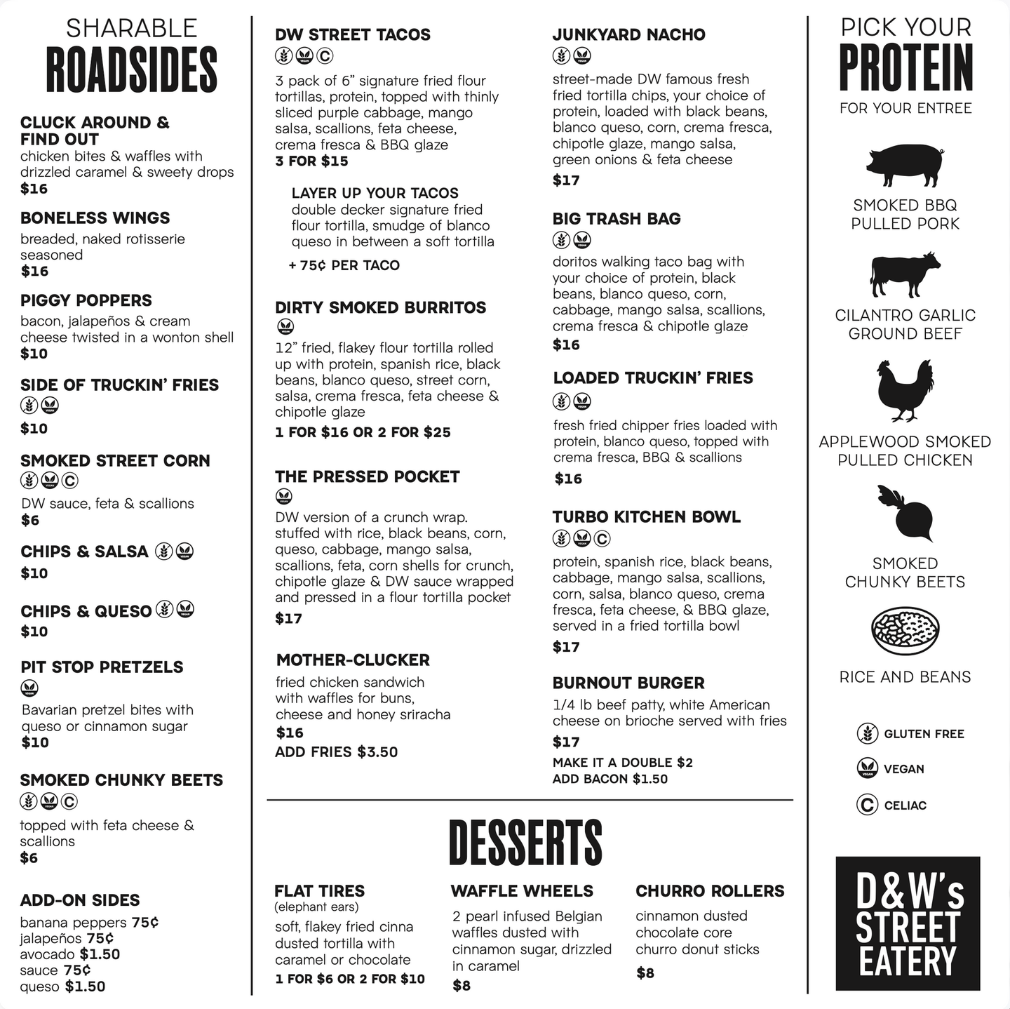 D&W's Street Eatery Menu