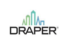 A logo for draper is shown on a white background.