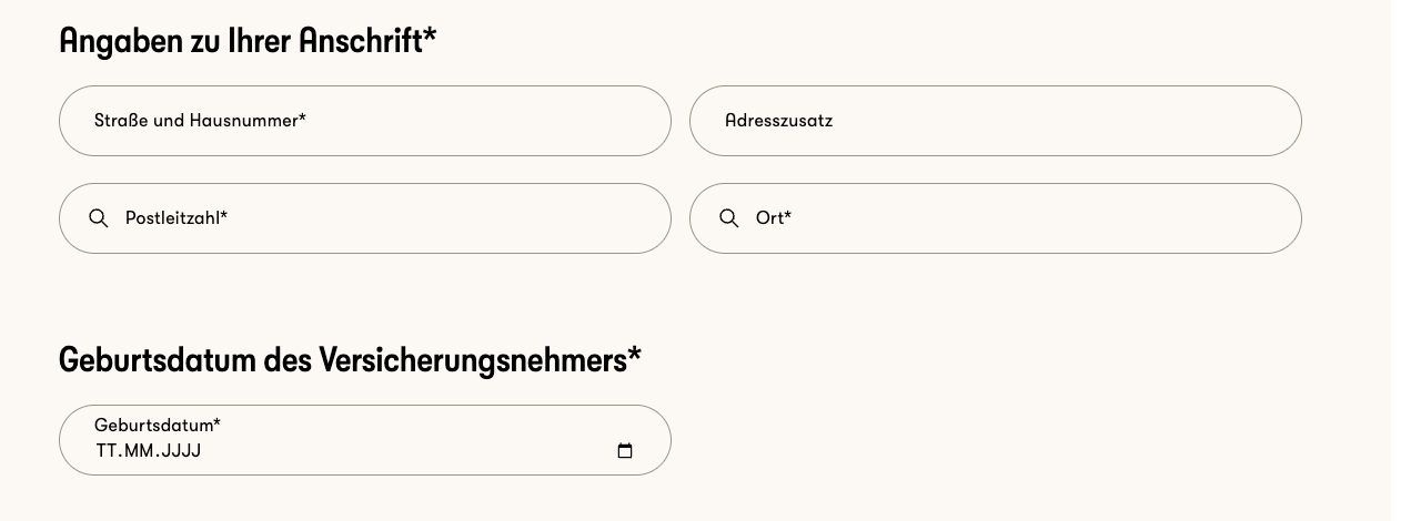 Angaben zur Adresse