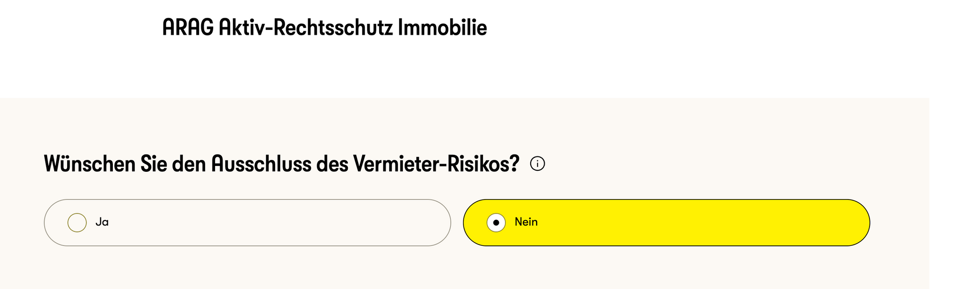 Auswahl "Ausschluss des Vermieterrisikos"