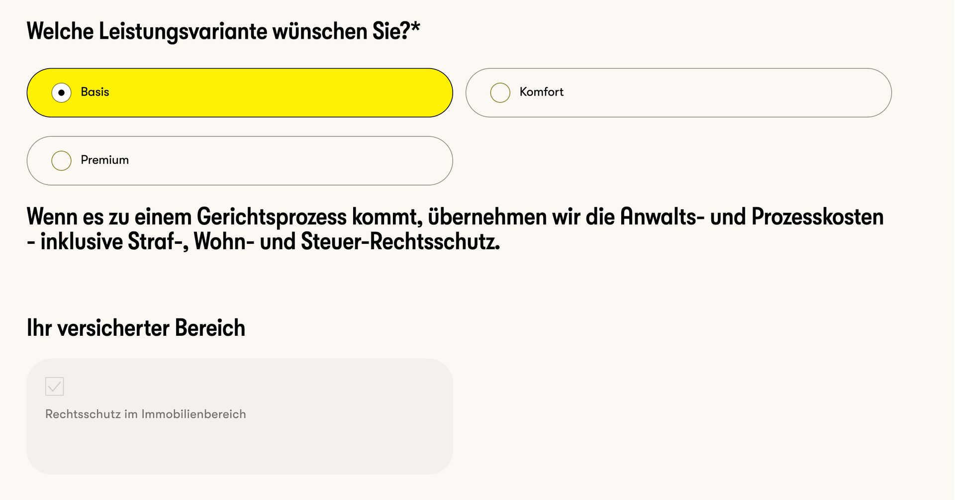 Wählen Sie Ihre Leistungsvariante Basis, Komfort oder Premium