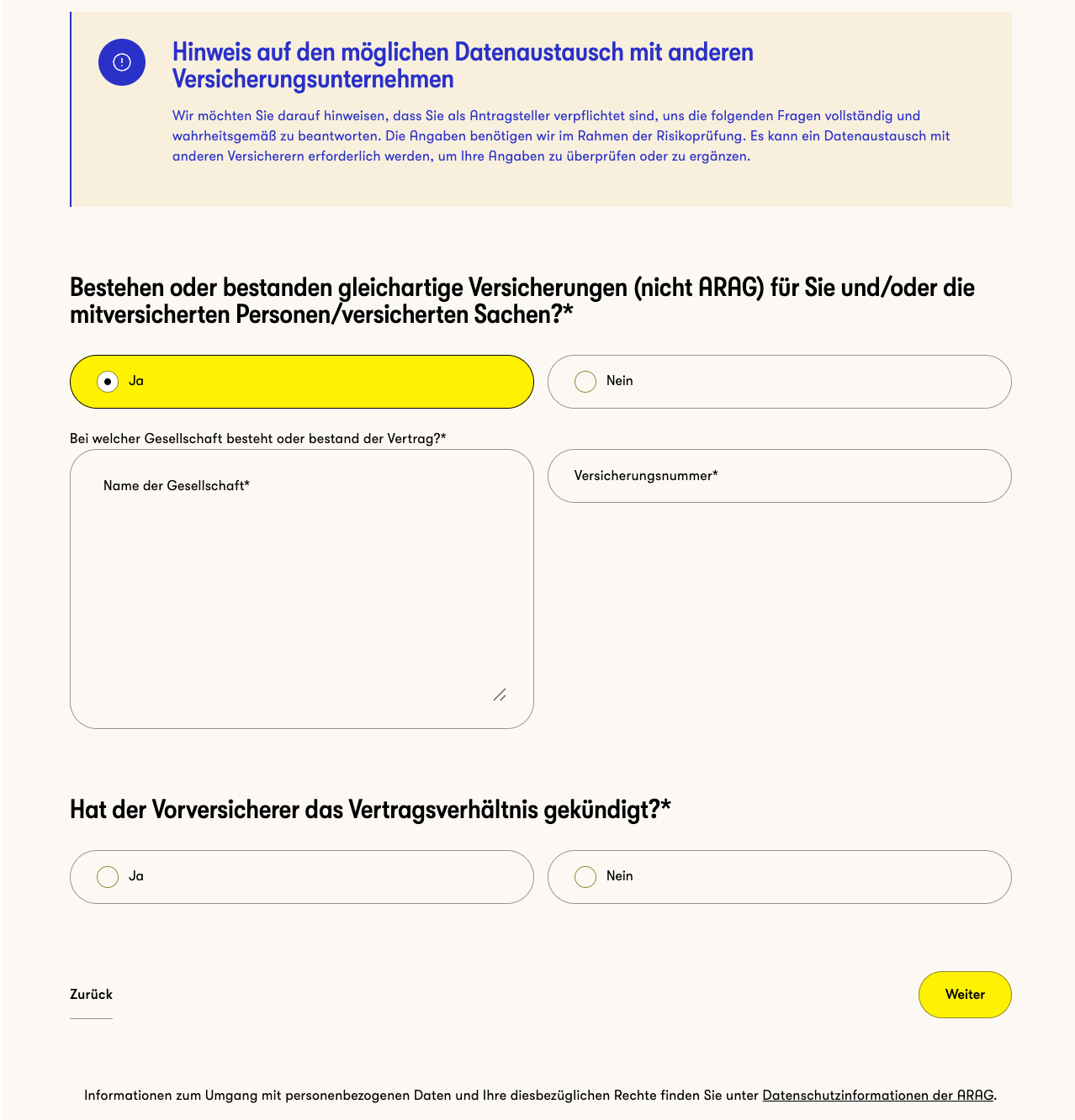 Gibt es eine Vorversicherung?