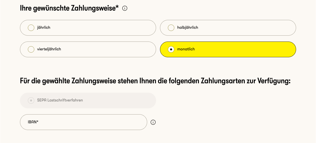 Zahlweise ändern