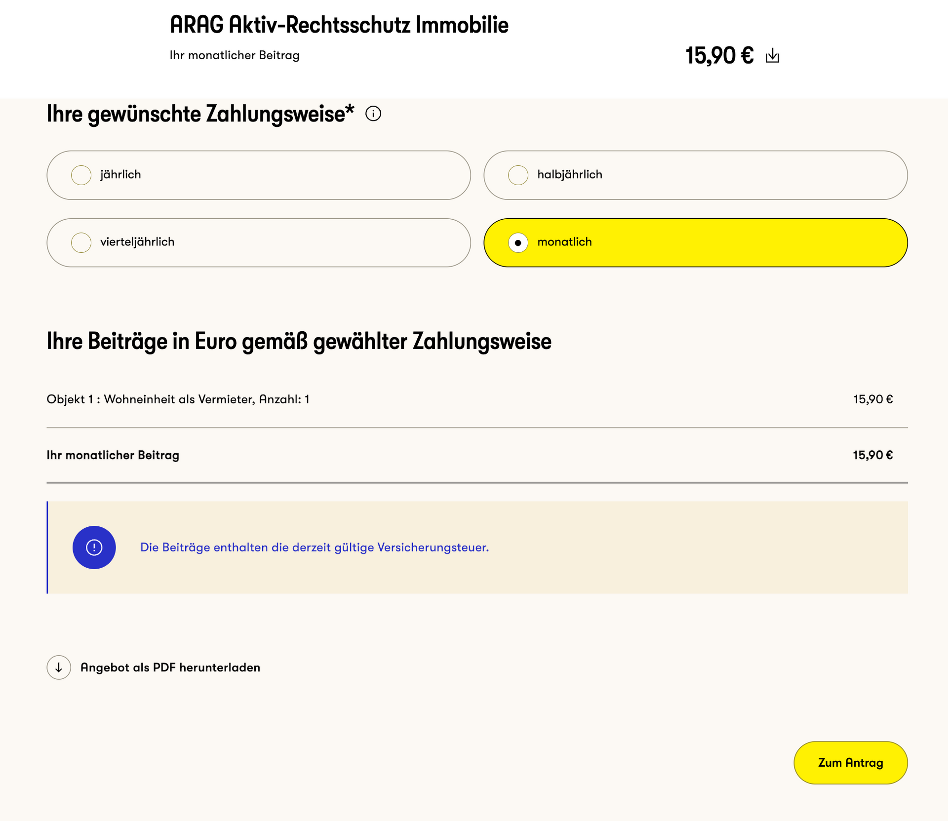 Wählen Sie Ihre gewünschte Zahlweise aus