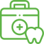 A first aid kit with a tooth and a cross on it.