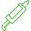A green line drawing of a corkscrew on a white background.
