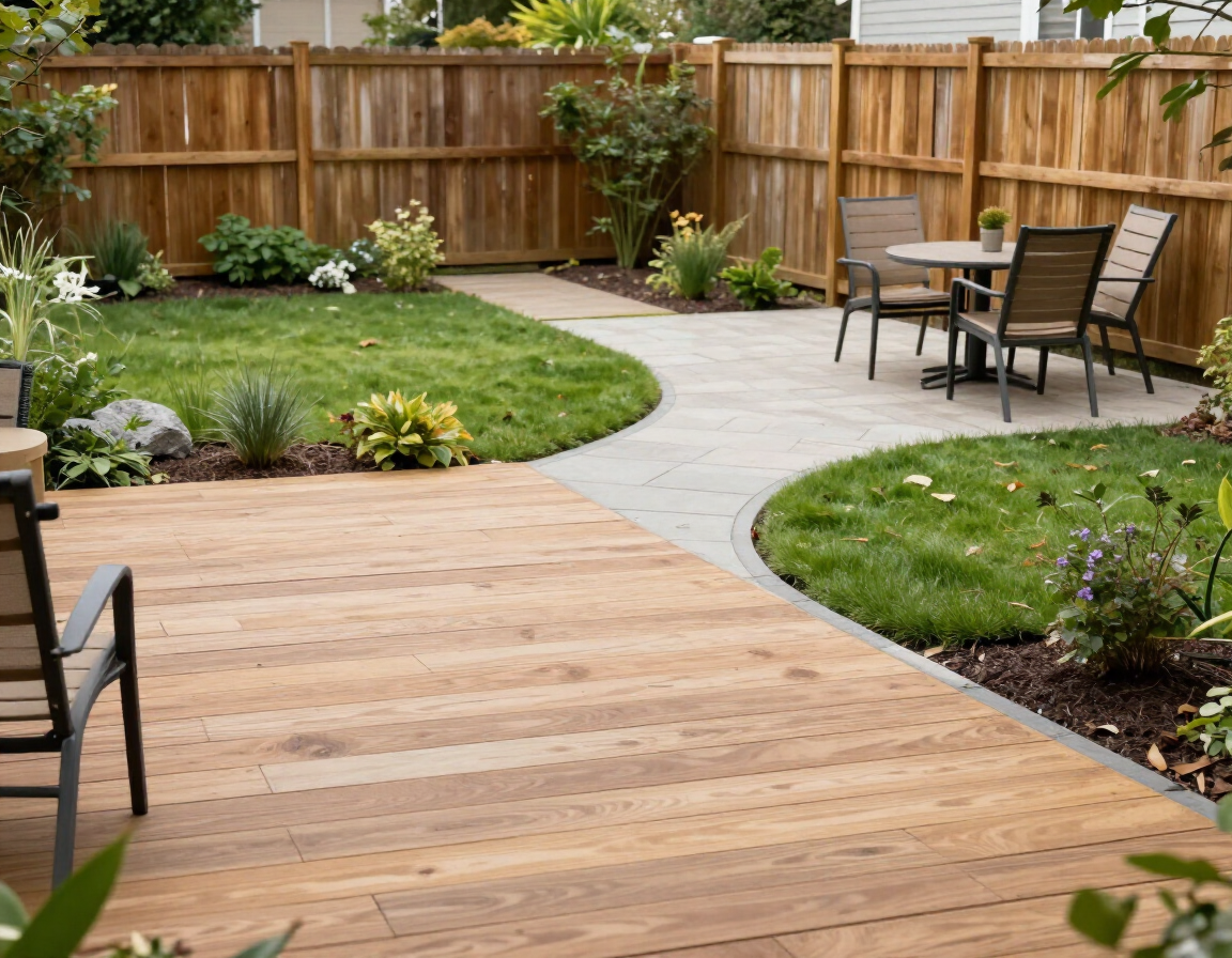 The same patio swept clean
