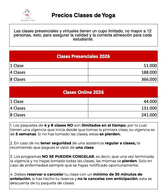 Precios clases de yoga
