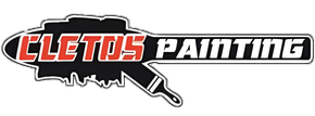 Cletos Painting logo in black, white, and red with stylized house and paintbrush icon