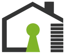 Logo casa cinza e verde