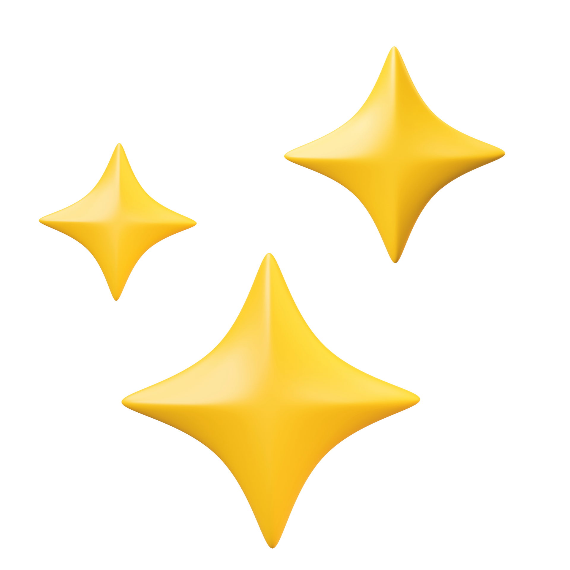 Three glossy yellow stars of varying sizes.