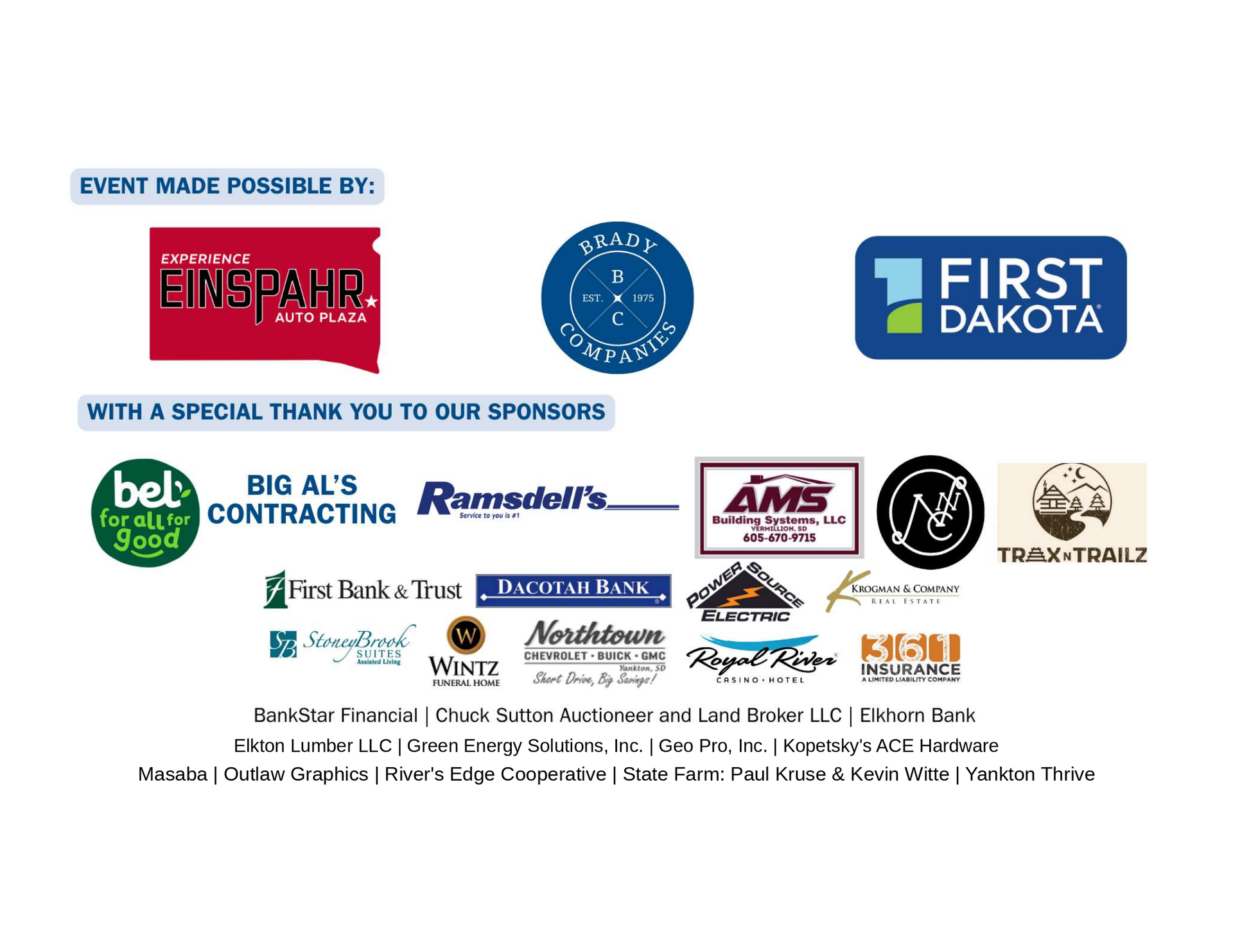 2026 Raffle Sponsors