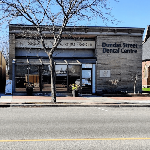 The dundas street dental centre is located on the corner of dundas street