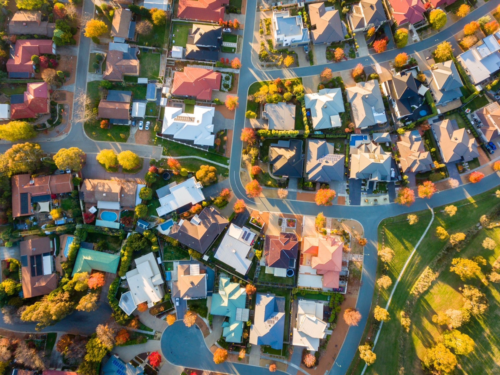 Aerial View of a Residential Suburban Neighborhood With Houses — Brightside Buyers Agency in Dundas, NSW