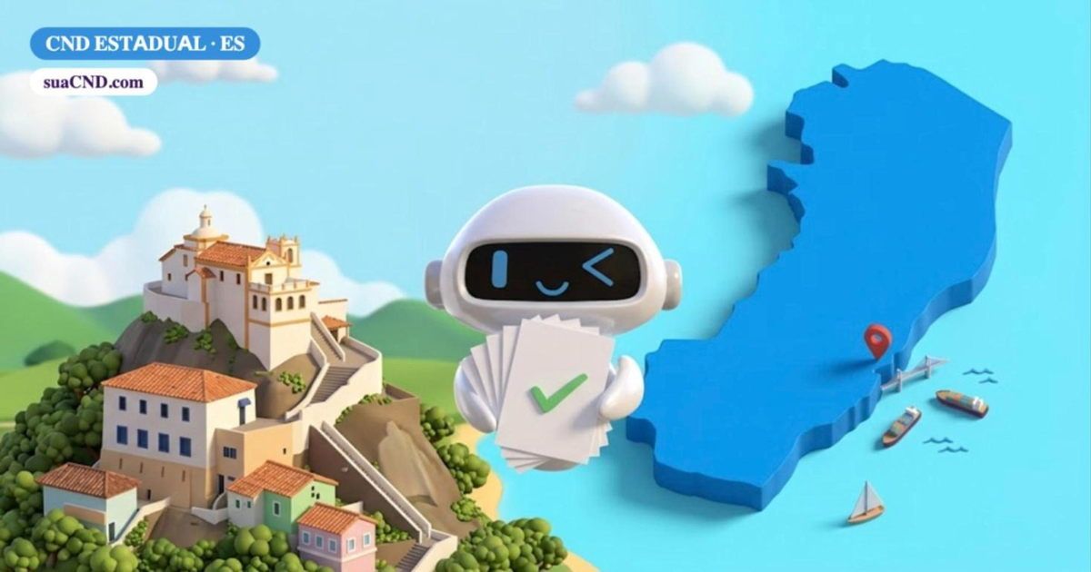 Mascote da suaCND com a CND estadual do Espírito Santo, o mapa do estado e o Convento da Penha