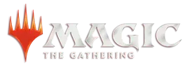 The logo for magic the gathering is shown on a white background.