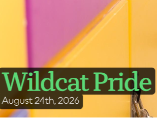 Wildcat Pride text on black banner over purple and yellow background, with date August 24th, 2026