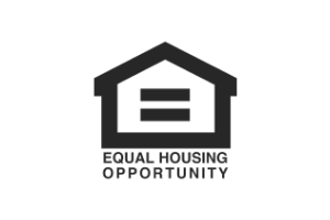 Equal Housing Opportunity logo with a house icon and equal sign, black on white.