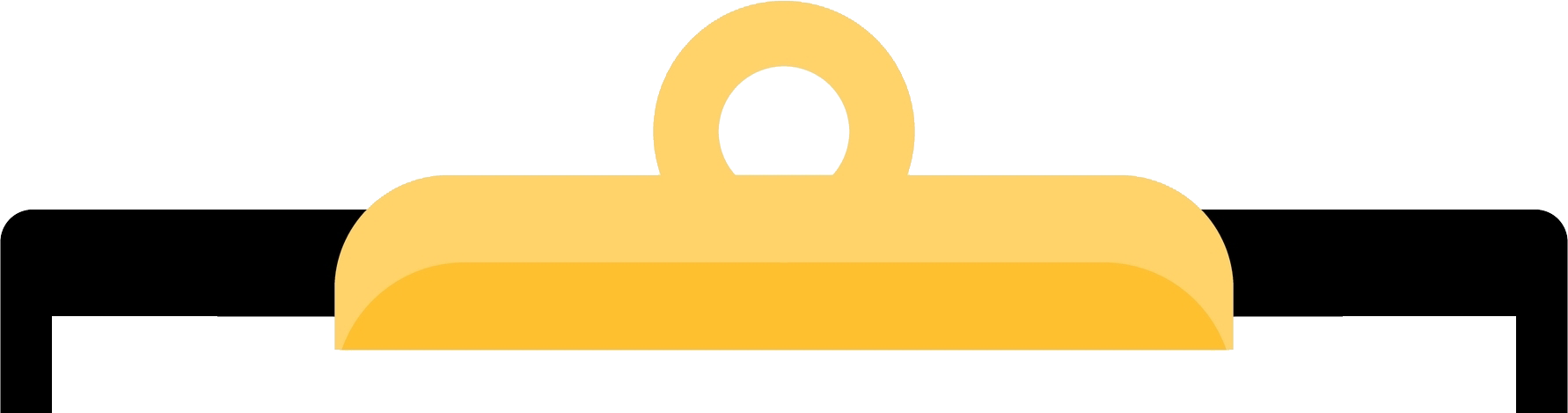 Yellow and black clipboard icon.