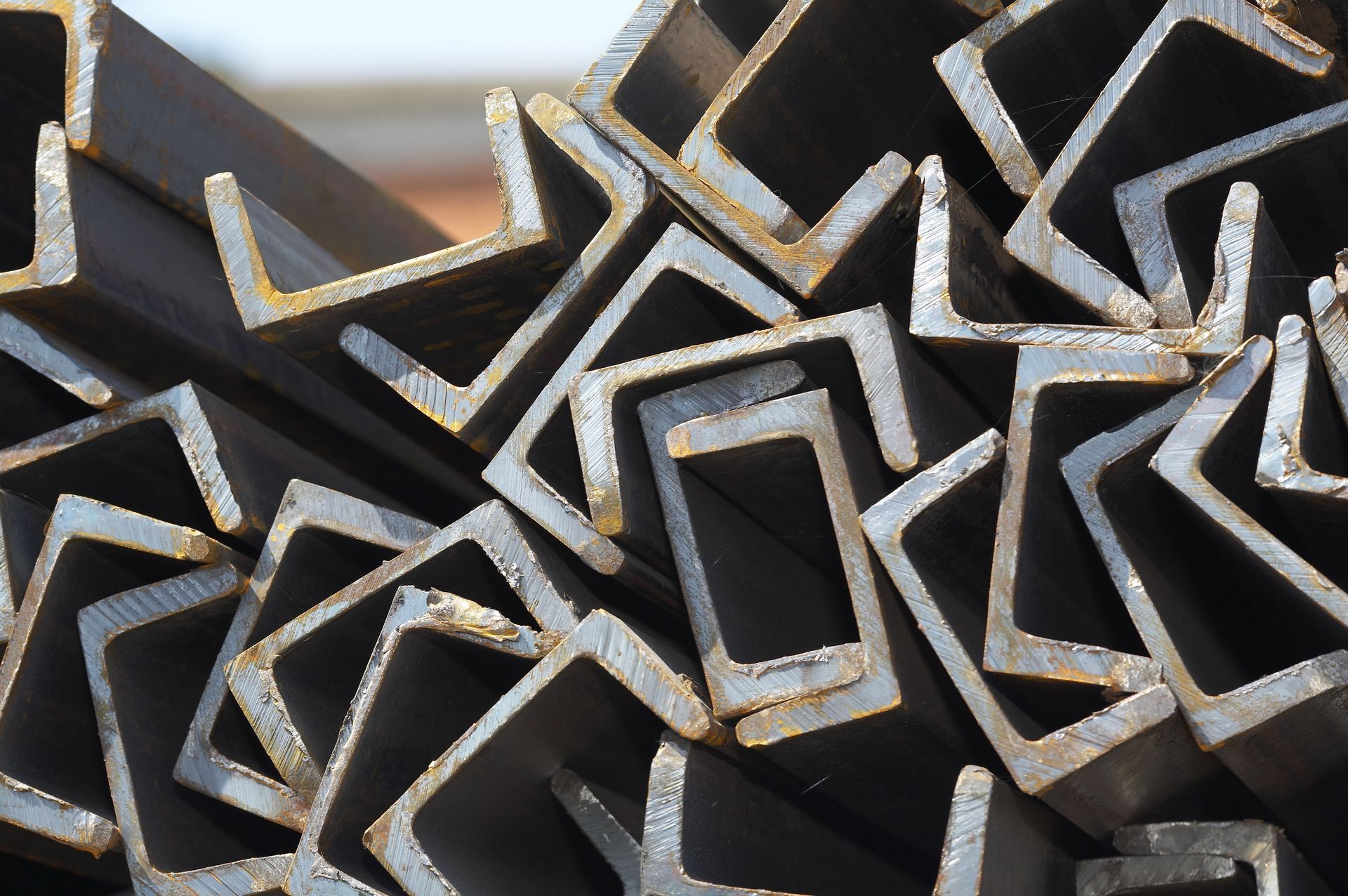 Pile of Steel U-channels, Various Sizes, Overlapping, Close-up — Independent Scrap Metal Pty Ltd in Clarence Valley, NSW