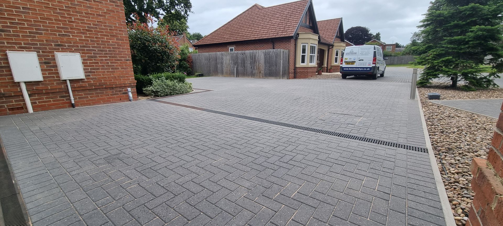 Grey Block Paved Driveway After Pressure Washing Clean and Re-Sanding
