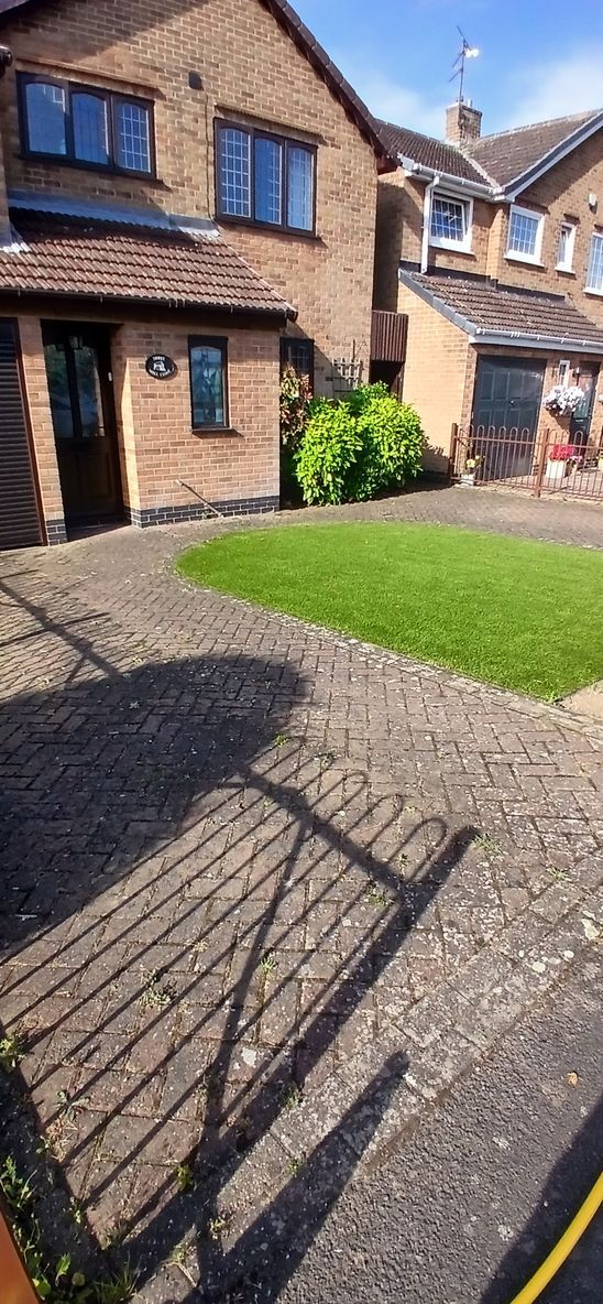 Red Block Paving Driveway Before Pressure Washing