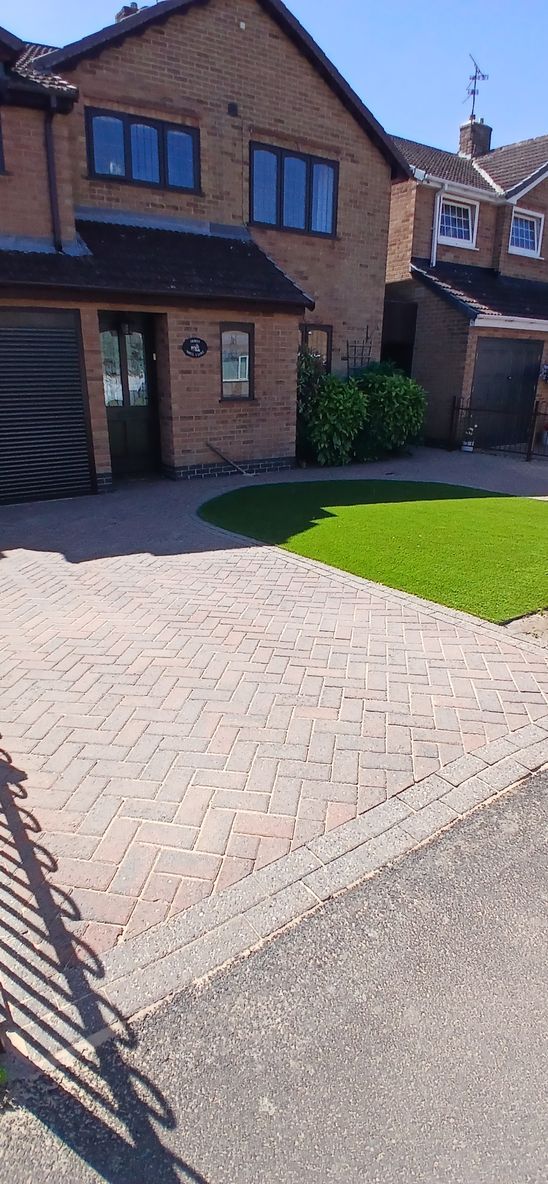 Red Block Paving Driveway After Pressure Washing