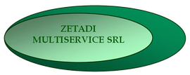  "ZETADI MULTISERVICE SRL" centrato all'interno di due ellissi orizzontali sovrapposte, una verde scuro e una verde chiaro.