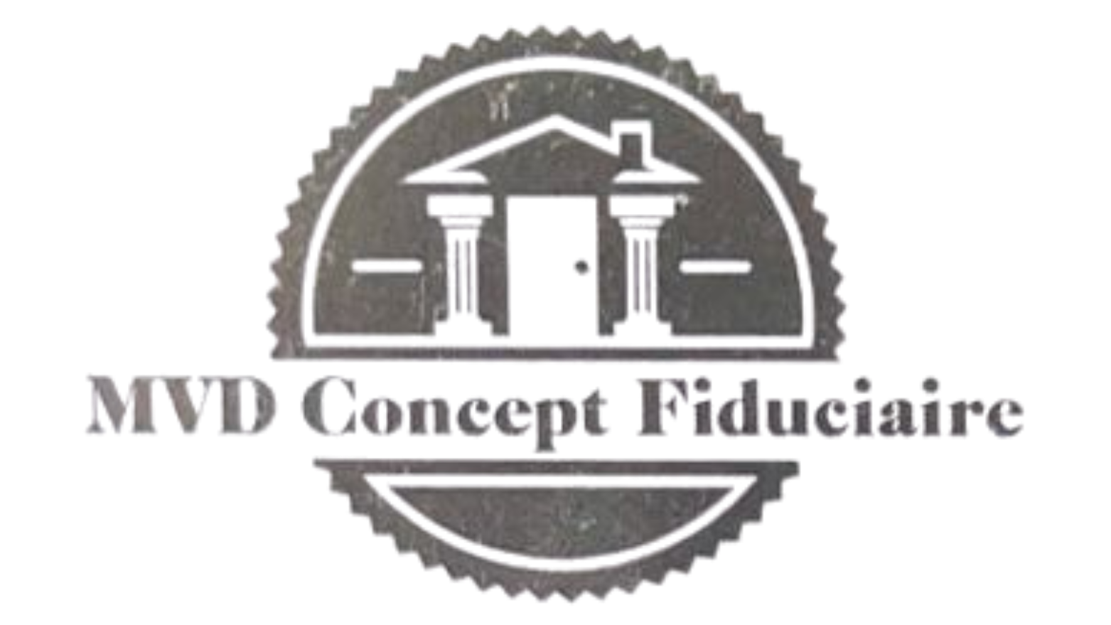 Logo pour MVD Concept Fiduciaire : Une icône de maison dans un sceau, avec du texte en dessous.