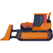 Orange bulldozer with a front blade, shown in side view on a white background