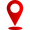 Red location pin icon with a white center circle and red oval shadow below