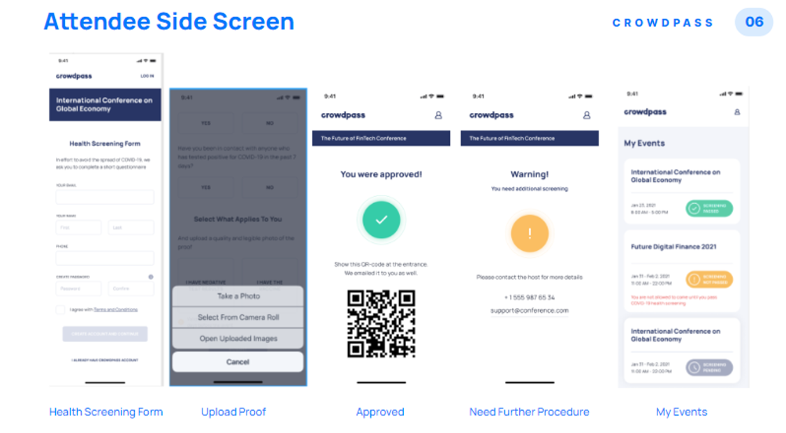 A screenshot of an attendee side screen on a cell phone.