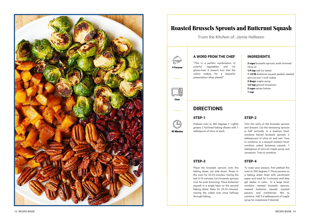 A white plate topped with brussels sprouts , pecans , and cranberries.