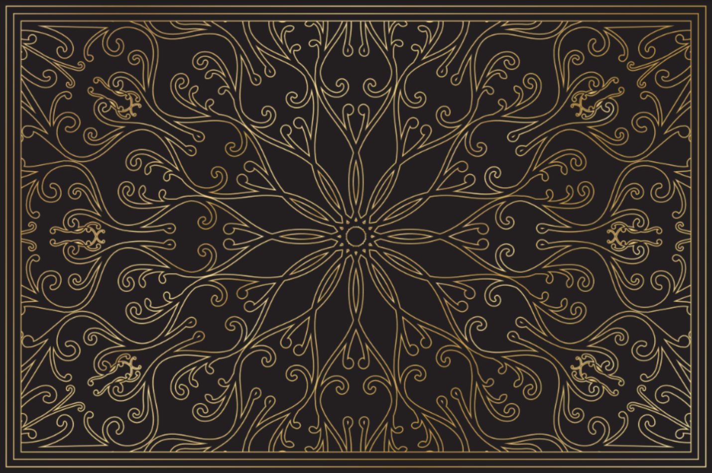 A black background with a gold pattern on it